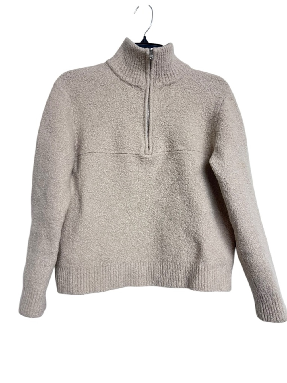 Jenni Kayne Beige Sand Merino Wool Half Zip Pullover Sweatshirt Medium - Picture 6 of 9